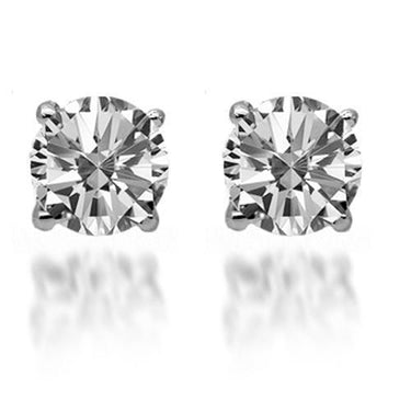White 14K Solid White Gold Diamond Solitaire Stud Earrings 0.92 Ctw